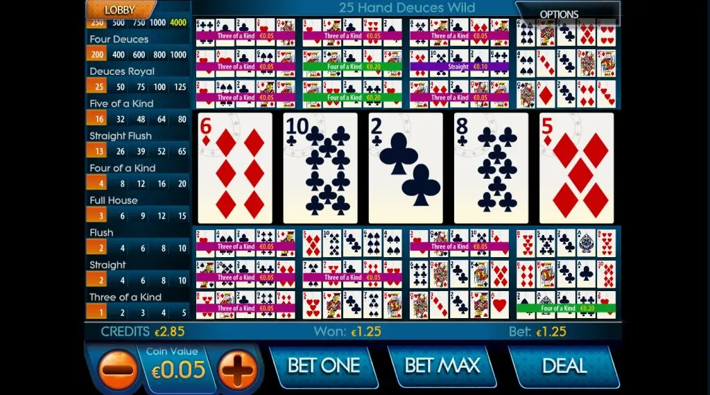 Video Poker 25 rida