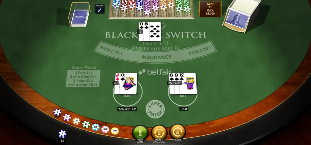 BlackJack Switch eeskirjad