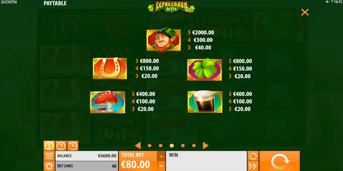 Leprechaun Hills lošimų automatas Didžiausių išmokų simboliai Leprechaun-Hillsi-mänguautomaadi-kõrgeima-tasuga-sümbolid