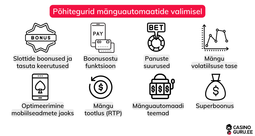 Põhitegurid mänguautomaatide valimisel